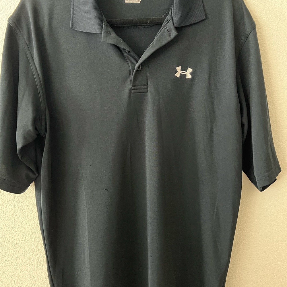 Under Armour Black Polo Shirt Performance Athletic Wear